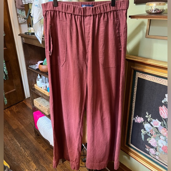 Democracy rust linen-blend patch pocket crop palazzo pants, XL - Picture 9 of 12
